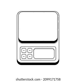Abstract Hand Drawn Kitchen Stuff Scales Doodle Concept Vector Design Outline Style On White Background Isolated For Cooking