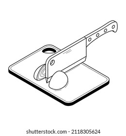 Resumen De La Cocina Dibujada A Mano Cutting Board Y Knife Meat Meal Doodle Concepto Vector Diseño Estilo Contorno De Fondo Blanco Aislado Para Cocinar