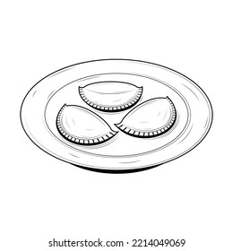 Abstracto Biscutas De Cocina Dibujadas A Mano En Una Placa Concepto De Doodle De Comida Vector Diseño Estilo De Esquema Sobre Fondo Blanco Aislado Para Cocinar