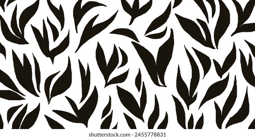 Abstract hand drawn leaves pattern. Vector Illustration.