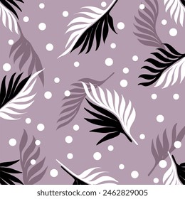 Abstract hand drawn leaves pattern. Vector Illustration.