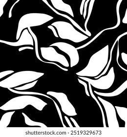 Abstract hand drawn leaves pattern. Vector Illustration