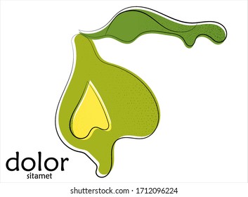 Logo artístico del vector del limón dibujado a mano aislado en blanco. Ilustración artística de línea con textura. Colores planos retro diseño ecológico natural de los alimentos ecológicos. Doodle vegetal orgánico sano.