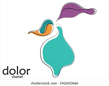 Abstract hand drawn lemon vector artistic logo isolated on white. Line art artistic illustration with texture. Retro flat colors organic natural Eco food design. Organic healthy vegan doodle.