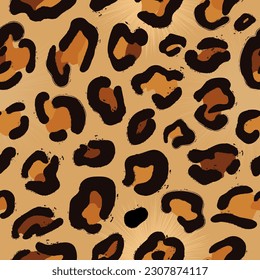 Resumen de piel de leopardo dibujado a mano. Patrón transparente