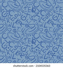 Abstract Hand drawn letters seamless print pattern.
