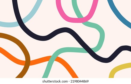 Abstract hand drawn line background texture with cream color. Colorful abstract art background.