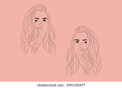 Abstrakte handgezeichnete Linie Zeichnung minimales Frauenporträt und Körper Vektorgrafik Zeitgenössisches Porträt