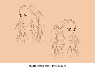 Abstract  hand drawn line drawing minimal woman portrait and body Vector illustration Contemporary portrait