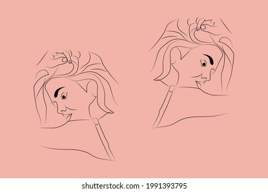 Abstract  hand drawn line drawing minimal woman portrait and body Vector illustration Contemporary portrait