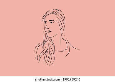 Abstract  hand drawn line drawing minimal woman portrait and body Vector illustration Contemporary portrait