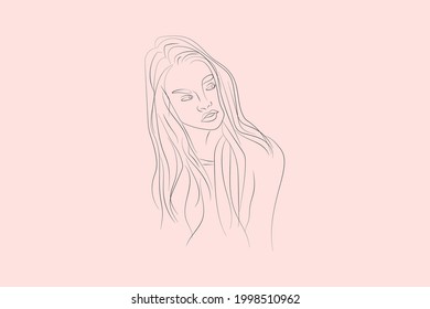 Abstract  hand drawn line drawing minimal woman portrait and body Vector illustration Contemporary portrait
