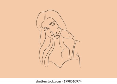 Abstract  hand drawn line drawing minimal woman portrait and body Vector illustration Contemporary portrait
