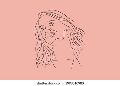 Abstract  hand drawn line drawing minimal woman portrait and body Vector illustration Contemporary portrait
