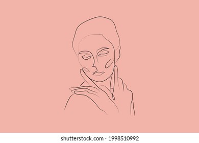 Abstract  hand drawn line drawing minimal woman portrait and body Vector illustration Contemporary portrait
