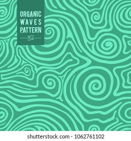 Abstract hand drawn line. Plexus of rounded bands. Seamless vector background. Design on a green background. Modern pattern, wallpaper, tile, ornament for the fabric. Gift paper.