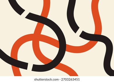 Fundo de linhas desenhadas à mão abstrato. Modelo de design moderno com elementos caóticos curvy