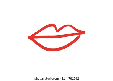 Abstract hand drawn lips, brush lines, fashion symbol. Logo element, label, print for clothes and other, element for design. Vector, clipart, jpg.