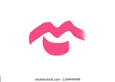 Abstract hand drawn lips, brush lines, fashion symbol. Logo element, label, print for clothes and other, element for design.