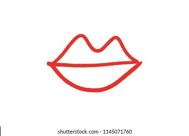Abstract hand drawn lips, brush lines, beauty stylized symbol. Logo element, label, print for clothes and other, element for design. 