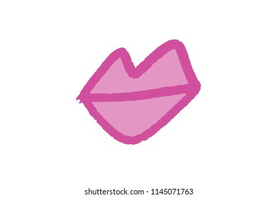 Abstract hand drawn lips, brush lines, beauty stylized symbol. Logo element, label, print for clothes and other, element for design.