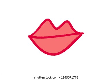 Abstract hand drawn lips, brush lines, beauty stylized symbol. Logo element, label, print for clothes and other, element for design. 