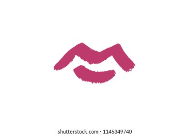 Abstract hand drawn lips, brush lines, beauty object, attraction symbol. Logo element, label, print for clothes and other, element for design. Vector Illustration, clipart.