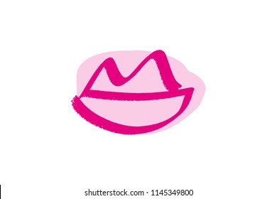 Abstract hand drawn lips, brush lines, beauty object, attraction symbol. Logo element, label, print for clothes and other, element for design. Vector Illustration, clipart.