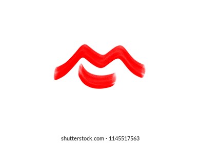 Abstract hand drawn lips, brush lines, beauty object, attraction symbol. Logo element, label, print for clothes and other, element for design. Vector Illustration, clipart.