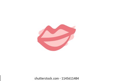 Abstract hand drawn lips, brush lines, beauty object, attraction symbol. Logo element, label, print for clothes and other, element for design. Vector Illustration, clipart.
