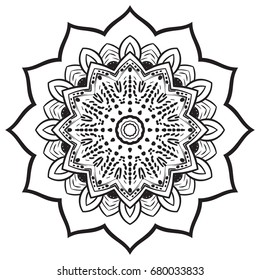 Abstract Hand drawn Mandala circle. Arabic, indian, turkish culture decoration style. Vector Illustration