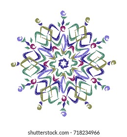 Abstract hand drawn mandala pattern with pencil brush, vector design