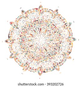 Abstract hand drawn mandala. Vector graphics.