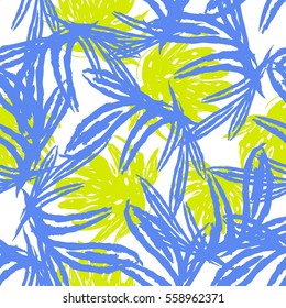 Abstract Hand Drawn Modern Seamless Pattern Brush Stroke Leaves