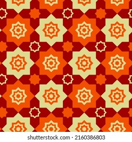 Abstract Hand Drawn Moroccan Style Star Shapes Seamless Vector Pattern Isolated Background