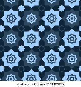 Abstract Hand Drawn Moroccan Style Star Shapes Seamless Vector Pattern Isolated Background
