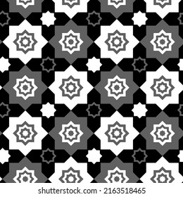 Abstract Hand Drawn Moroccan Style Star Shapes Seamless Vector Pattern Isolated Background