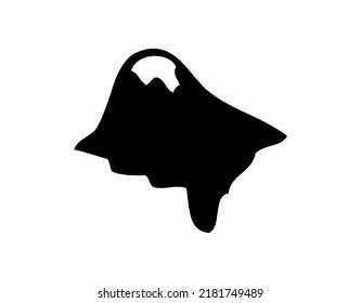 Abstract hand drawn mountain with rocky peak, nature, sketch, graphic, vector, illustration in black and white color, isolated on white background