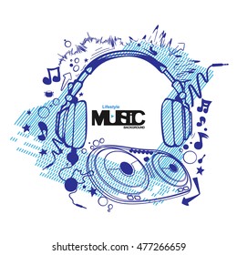 abstract hand drawn music background vector