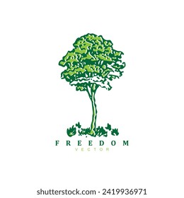 Abstract hand drawn nature green tree logo design vector for your brand or business