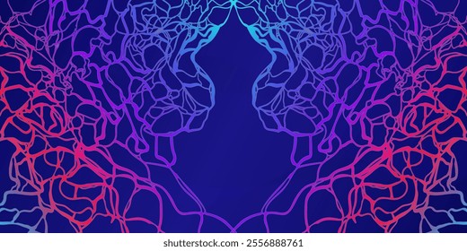 Abstract hand drawn neon shape, artistic colorful nerve pattern illustration suitable for presentation background, banner, business card, header and footer invitation.