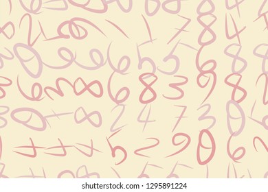 Abstract hand drawn numbers, artistic for graphic design, catalog, textile or texture printing & background. Vector artwork.
