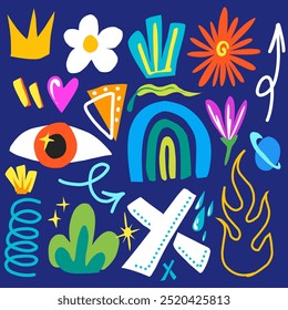 Abstract hand drawn object, various shape, pop contemporare, suitable for poster, flayer, clothing design and other graphic design needs