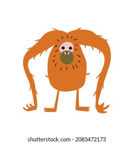Abstract Hand Drawn Orangutan Illustration, Animal Vector Illustration EPS 10.