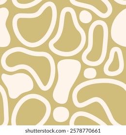 abstract hand drawn organic free shape earth tone beige minimalist design seamless pattern 