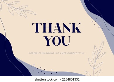 Abstract hand drawn organic shape with editable text wedding thank you card template. Vector illustration