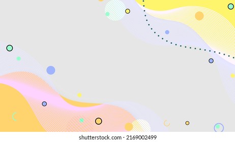 Abstract hand drawn organic shape pattern with circles elements on grey background.