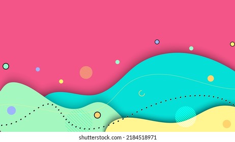 Abstract hand drawn organic shape pattern with circles elements on pink background.Vector graphic illustration.