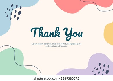 Abstract hand drawn organic shape with editable text wedding thank you card template. Vector illustration