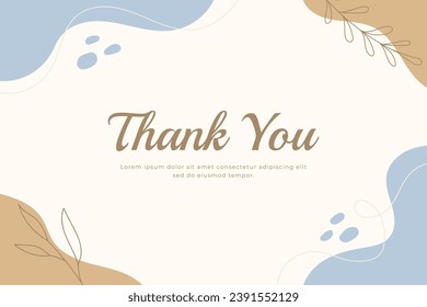 Abstract hand drawn organic shape with editable text wedding thank you card template. Vector illustration